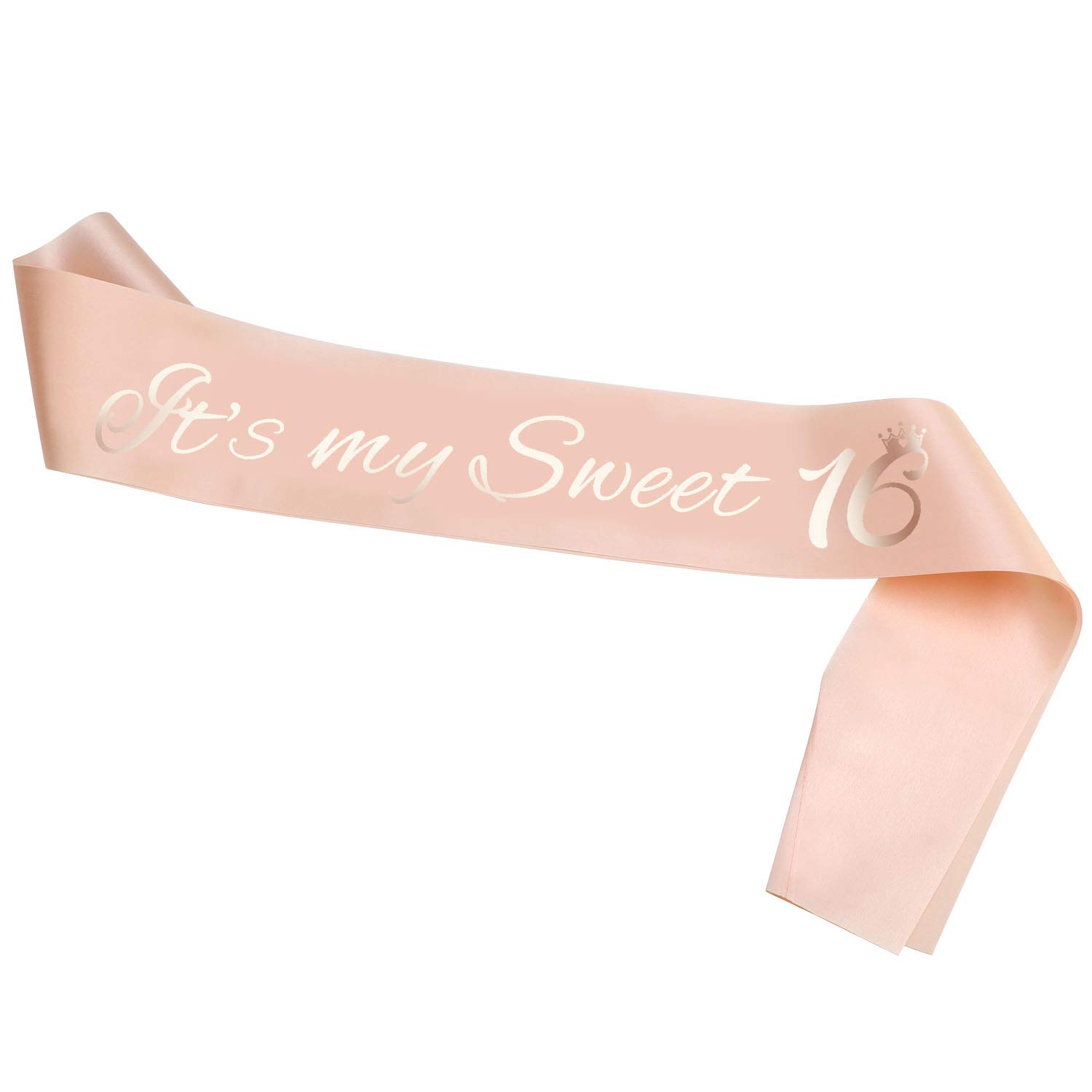 HOWAF Rose Gold 16th Birthday Sash - It’s My Sweet 16 Satin Sash Party Decoration Gift Accessory, One Size