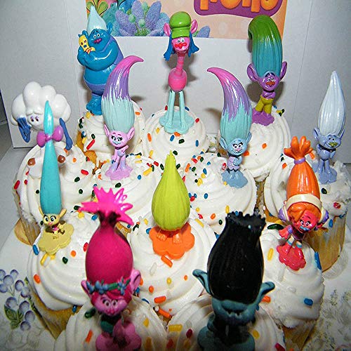 Vndaxau Troll Dolls Cake Toppers Toys Trolls Figurines Poppy and Branch 12pcs Set