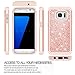 LeYi Compatible with Galaxy S7 Case with Glass Screen Protector [2 Pack], Glitter Bling Girls Women [PC Silicone Leather] Dual Layer Heavy Duty Phone Case for Samsung Galaxy S7 (2016) TP Rose Gold