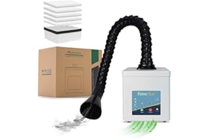 FumeClear FC2001A Solder Fume Extractor, 120 to 180m³/h Strong Suction, 3-speed Adjustment, Low Noise High Efficiency Fume Removal, For 110V to 220V Wide Voltage Suitable for Desktop Soldering Iron