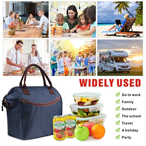 Idefair Lunch Bag, Insulated Lunch Bags with Shoulder Strap, Wide-Open Lunch Tote Bag Leakproof Lunch Box Organizer for Women/Men/Adults/School/Work/Picnic, Blue