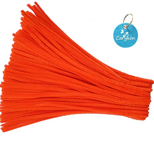 Carykon 100 Pieces Fuzzy Chenille Stems Pipe Cleaners for Arts and Crafts (Orange)