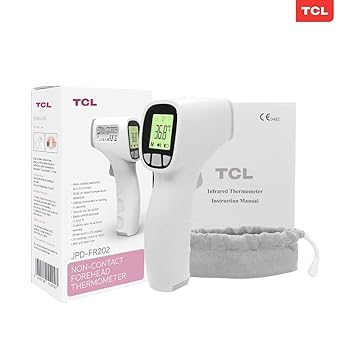 TCL Non-Touch 3-in-1 Digital Infrared Forehead Thermometer with 3-Modes Body, Surface, Room w/Fever Alert Function for Infants & Adults (White)