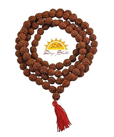 Divya Shakti Panch Mukhi Rudraksh Mala In 108+1 Beads (Brown)