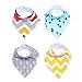 DALMI Absorbent 100% Organic Cotton Bandana Drool Bibs with Snaps for Baby: 4-Pack Colorful Prints - Modern Gift Set - Great Shower Idea - Free e-Book