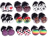 BodyJ4You 18 Pieces Lot Fake Plugs Logo Fake Gauges, 16G 00G Gauges Look Assorted No Duplicate (9 Pairs)