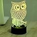 Colorful 3D Visual Led Night Lights for Kids Touch USB Table Lampara Lampe Baby Sleeping Nightlight (OWL)