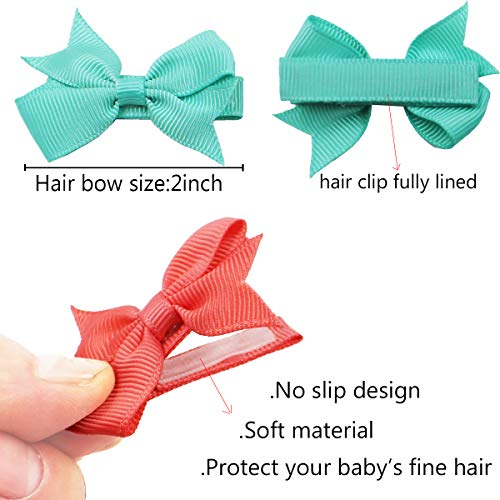 50PCS Hair Bows Clips for Fine Hair 2inch Tiny Grosgrain Ribbon Baby Bows Alligator Hair Clips Fully Lined for Infants Newborns Toddlers