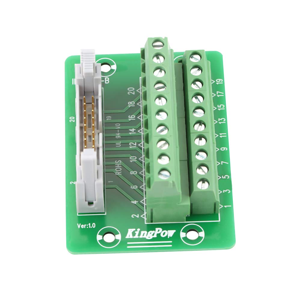 20Pin Male Header Breakout Board, IDC 20P 20Pin Male Header Breakout Board Terminal Block Connector PLC Interface with Bracket