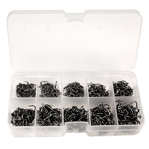 Thekuai Fishing Hooks High Carbon Steel different Size Saltwater Freshwater Fishing Hooks (500 PCS )