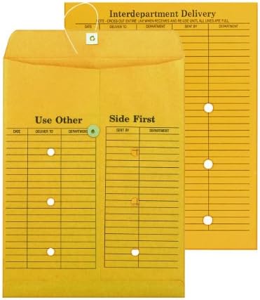 Columbian Brown Kraft String &amp; Button 10 x 13 Inch Interdepartment Envelopes 100 Count (CO880)