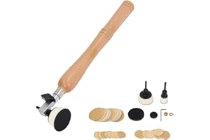 Bowl Sander Tool Kit, 1 & 2 Backing Pads, Handheld Bowls Sander with 50Pcs Sanding Discs, Double Bearing Head and Long Handle