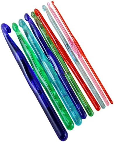 9 PCS/Set Multi-Color Plastic Transparent Craft Knit Crochet Hooks Knitting Needles Weave Craft 3.0mm-12.0mm