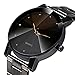 Start Unisex Man's Women's Crystal Stainless Steel Wrist Watch Bracelet (Black)