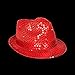 Light Up Sequin Fedora for Men & Women - LED Hat Party Supplies - Red