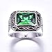 BONLAVIE Mens Emerald Ring 6.85ct 8X12mm Radiant Cut Created Emerald Ring for Men 925 Sterling Silver Rings for Men Wedding Engagement Band Size 13