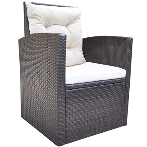 Festnight Poly Rattan Sitzgruppe Essgruppe Rattan Set Sitzgarnitur Gartengarnitur 18-teilig Braun – Bild 6