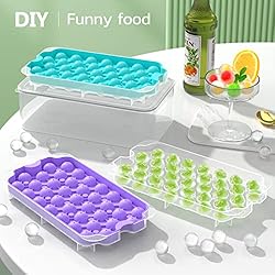 Upgrade Round Ice Cube Tray with Lid & Bin, TINANA