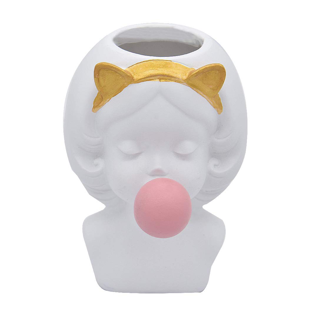 SIPLIV Pencil Holder Pen Containers Desk Organizer Makeup Brush Holder Succulent Flower Pot Pencil Holder for Home Office Classroom - Cat Ears, White