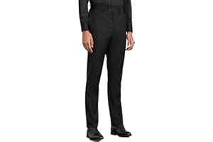 YUCENFU Mens Slim Fit Dress Pants Expandable Waist Flat Front No Iron Suit Pants