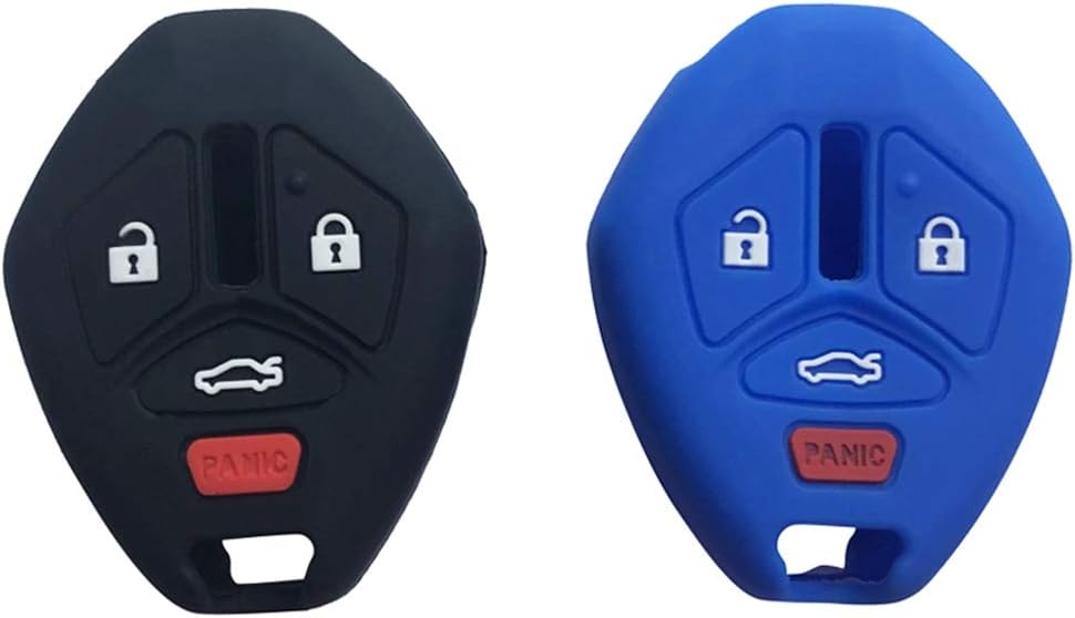 2Pcs Smart Key fob Cover for Mitsubishi Endeavor 2006-2011 Eclipse 2006-2012 Galant 2006-2012 Lancer Outlander 2007-2013 Silicone Key Case (Black+Blue)