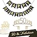BABEYOND 50th Birthday Tiara and Sash 50th Cake Topper Happy Birthday Banner Satin 50 & Fabulous Sash 50th Birthday Party Supplies Rhinestone 50th Princess Crown (Set-2)