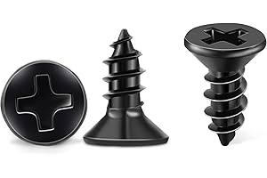 TPOHH 100 PCS #8 X 1/2 Inch Black Oxide Coated Flat Head Phillips Wood Screw, No.8 X 1/2'' Stainless Steel 18-8 (A2) Fully Threaded Screws