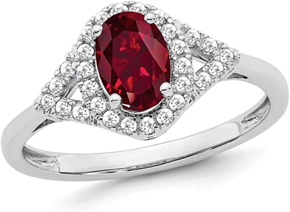 7/8 Carat (ctw) Lab Created Ruby Ring in 14K White Gold