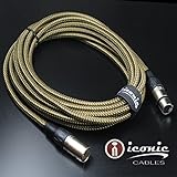 7 Pin XLR 20ft Female to Male Vacuum Tube Microphone 20' Cable Cord Brown Tweed