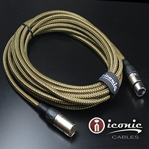 7 Pin XLR 20ft Female to Male Vacuum Tube Microphone 20' Cable Cord Brown Tweed