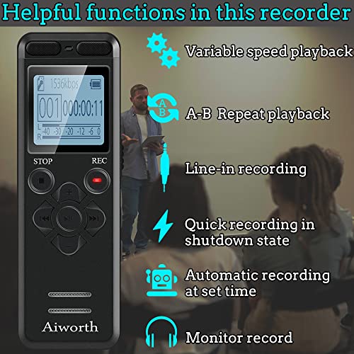 72GB Digital Voice Recorder Voice Activated Recorder for Lectures