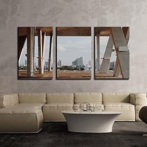 3 Piece Canvas Wall Art - Contemporary Architecture Construction - Modern Home Art Stretched and Framed Ready to Hang - 16"x24"x3 Panels