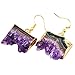 SUNYIK Natural Amethyst Quartz Crystal Dangle Earrings for Women, Irregular Gemstone Cluster Drop Earrings, Gold Plated