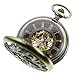 Carrie Hughes Antique Mechanical Pocket Watches for Men Lucky Dragon Phoenix Skeleton Roman Numberals with Chain and Box CH223