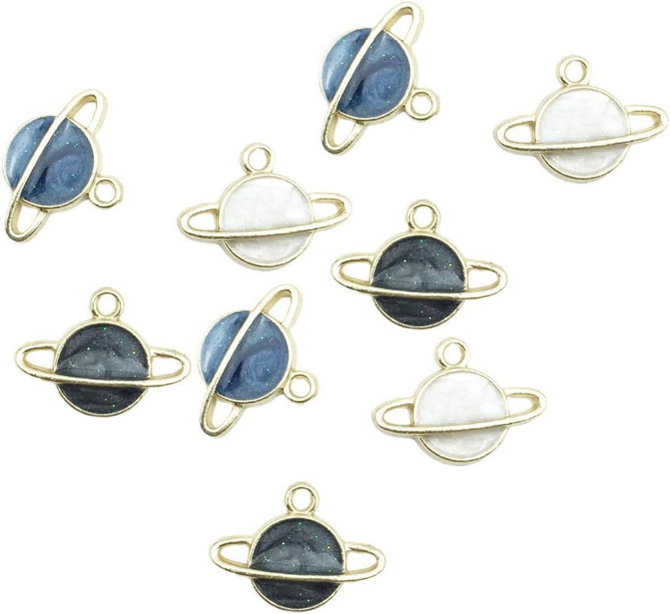 SUPVOX 30Pcs Alloy Satellite Charms Space Planet Pendants Enamel Beads for Diy Jewelry Making Necklace Bracelet Earring Accessories