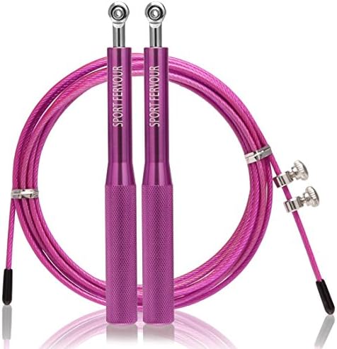 SPORT FERVOUR Speed Jump Rope Anti Slip Handles-Adjustable-Speed Ball Bearing-High Speed Jump Rope Boxing,Workout,MMA Fitness Training (Purple)