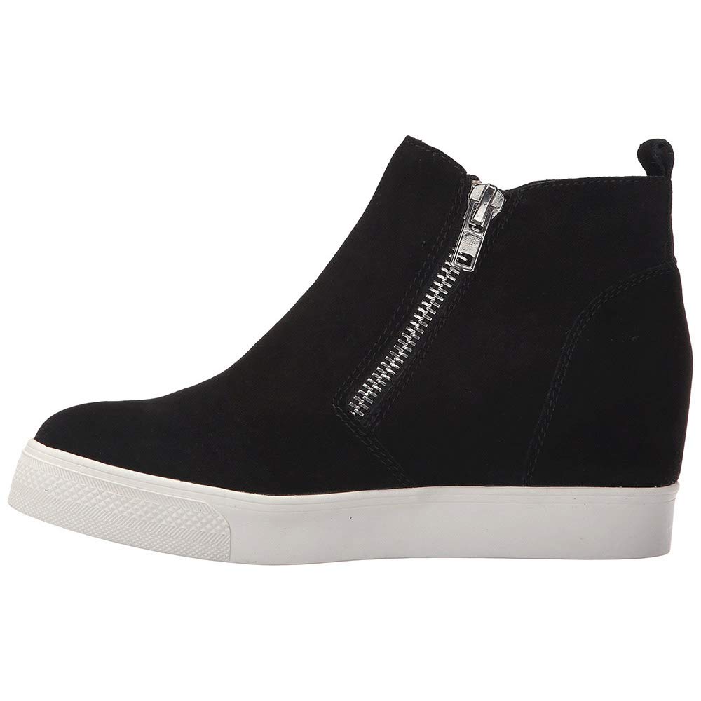 LAICIGO Women’s Wedge Sneakers Platform Side Zipper Hollow Out High Top Faux Suede Causal Flat Shoes