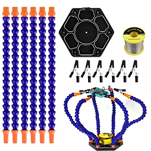 Soldering Station With Six Flexible Soldering Helping Hand Arms, Soldering Vise Metal Aluminum Base Soldering Tool For Soldering, Assembly, Repair, Modeling, Hobby, Crafts, Jewelry - Thumbnail 6