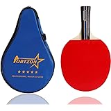 Portzon Ping Pong Paddle Advanced Training Table Tennis Racket, with Soft Sponge Rubber Carrying Case for Training Recreation