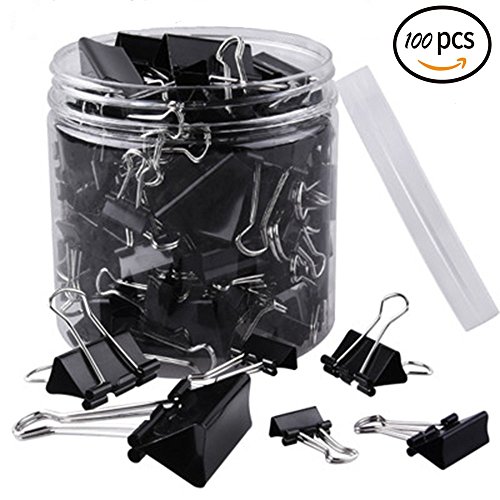 100PCs Binder Clips Paper Clamps -LANGSHOP Assorted Sizes Chip Bag Clips for Office,Home,Kitchen,Outdoor