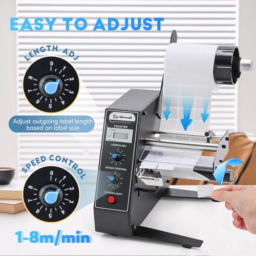 CGOLDENWALL Distributeur Automatique D'étiquettes avec Comptage Automatique 0-999999, Décolleuse D'étiquettes à Vitesse et Longueur Réglables, Largeur 4-140MM, Longueur 3-150MM