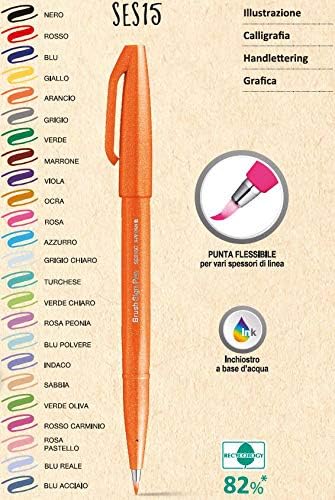 Pentel SES15C Brush Sign Pen Flexible Fiber Tip Marker Pen for Lettering Calligraphy, Illustration, 12 Colours - Image 3