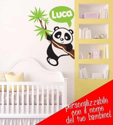 Adesivi Creativi Wall Sticker Panda sul Ramo Adhésif autocollant pour les murs, décoration murale Dimensions 62 X 80 cm