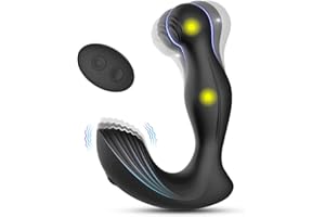 3 in 1 Wiggle Motion Prostate Massager, Visetoyz Vibrating Anal Vibrator with Remote Control Dual Motors Anal Plug Toy with 7