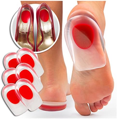 JUTFeet Heel Cushion Inserts Plantar Fasciitis Gel High Heel Cups Pain Relief Silicone Pads (S/M 3-Pair)