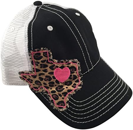 Positively YOUnique Women's Mesh Baseball Hat w/ Cheetah Pink Texas, O/S Black