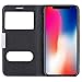 iPhone X/XS Case, Genuine Leather Flip Case Cover for iPhone X/XS Window View Stand Feature Ultra Thin Magnet Closure iPhone X Case by Make mate (Black)
