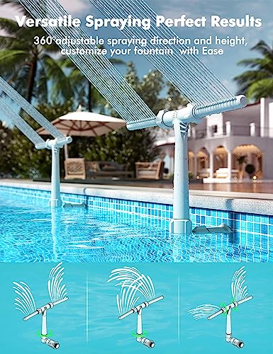 [Patent Pending] 2025 Upgrade Pool Fountain - Dual Spray Water Fountains for Above Ground/Inground Pools, 2-in-1 Adjustable Waterfall Pool Sprinkler Fountain
