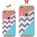 iPhone 6s Case,iPhone 6 Case,LUOLNH [2in1] Heavy Duty Hybrid Hard Case for Apple iPhone 6, 6s[4.7inch], Blue Mint Teal and Coral Pink Split Chevron Design Cover (Gold)