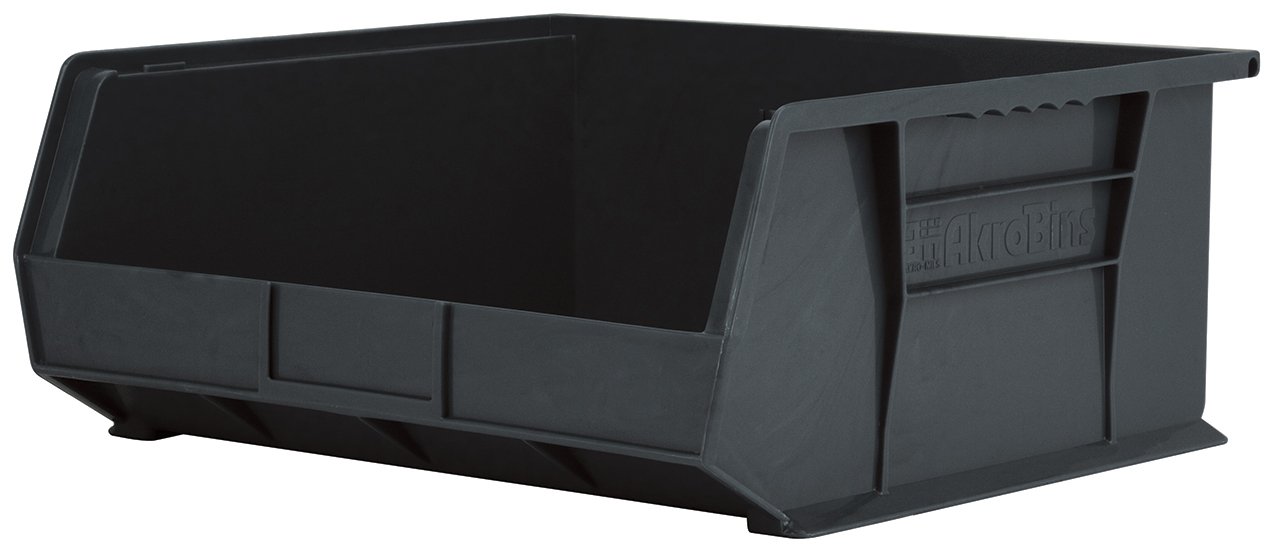 Akro-Mils 30235 Plastic Storage Stacking Hanging Akro Bin, 11-Inch by 11-Inch by 5-Inch, Black, Case of 6